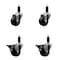 Service Caster 3'' Phenolic Wheel Swivel 1-1/8'' Expand Stem Caster Set 2 Brakes, 4PK SCC-EX20S314-PHS-2-PLB-2-118 - alternate 1